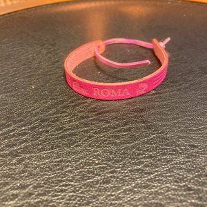 ROMA Hot Pink Leather Strap Bracelet Made in Italy